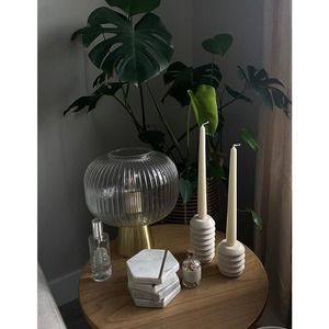 Natural Travertine Stone Marble Candlestick Candle Holders Ivory White